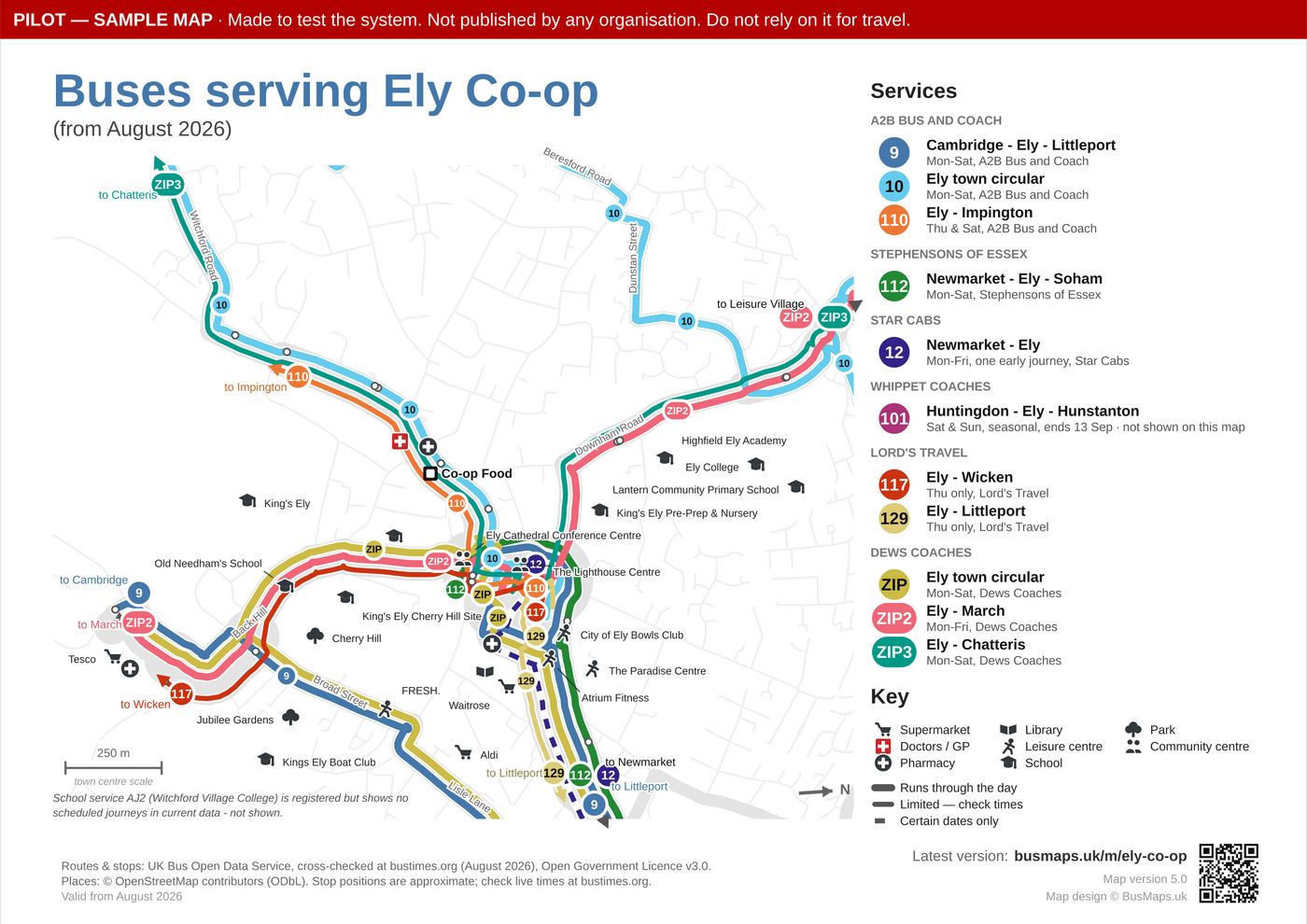 Ely Co-op bus map