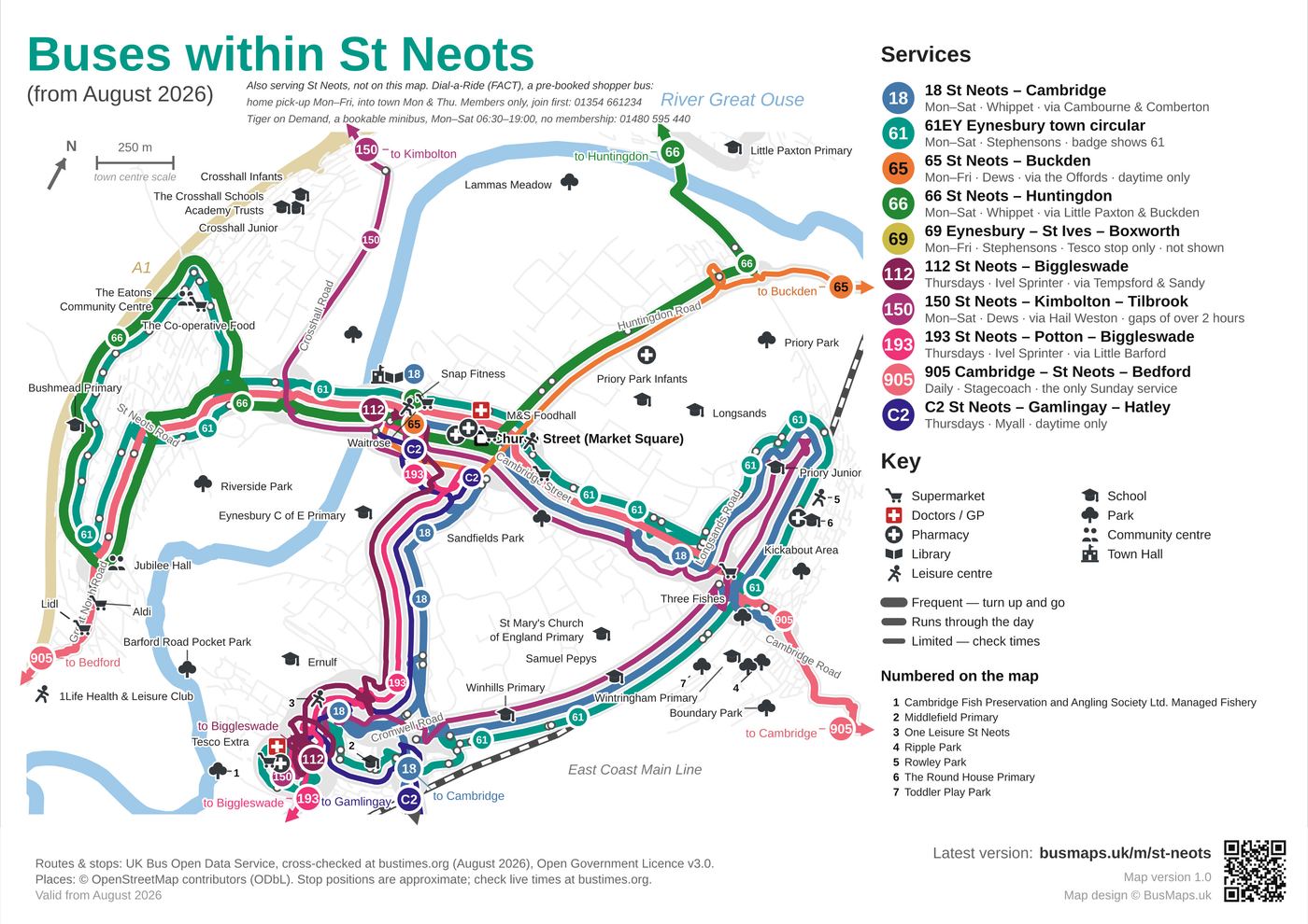 St Neots bus map