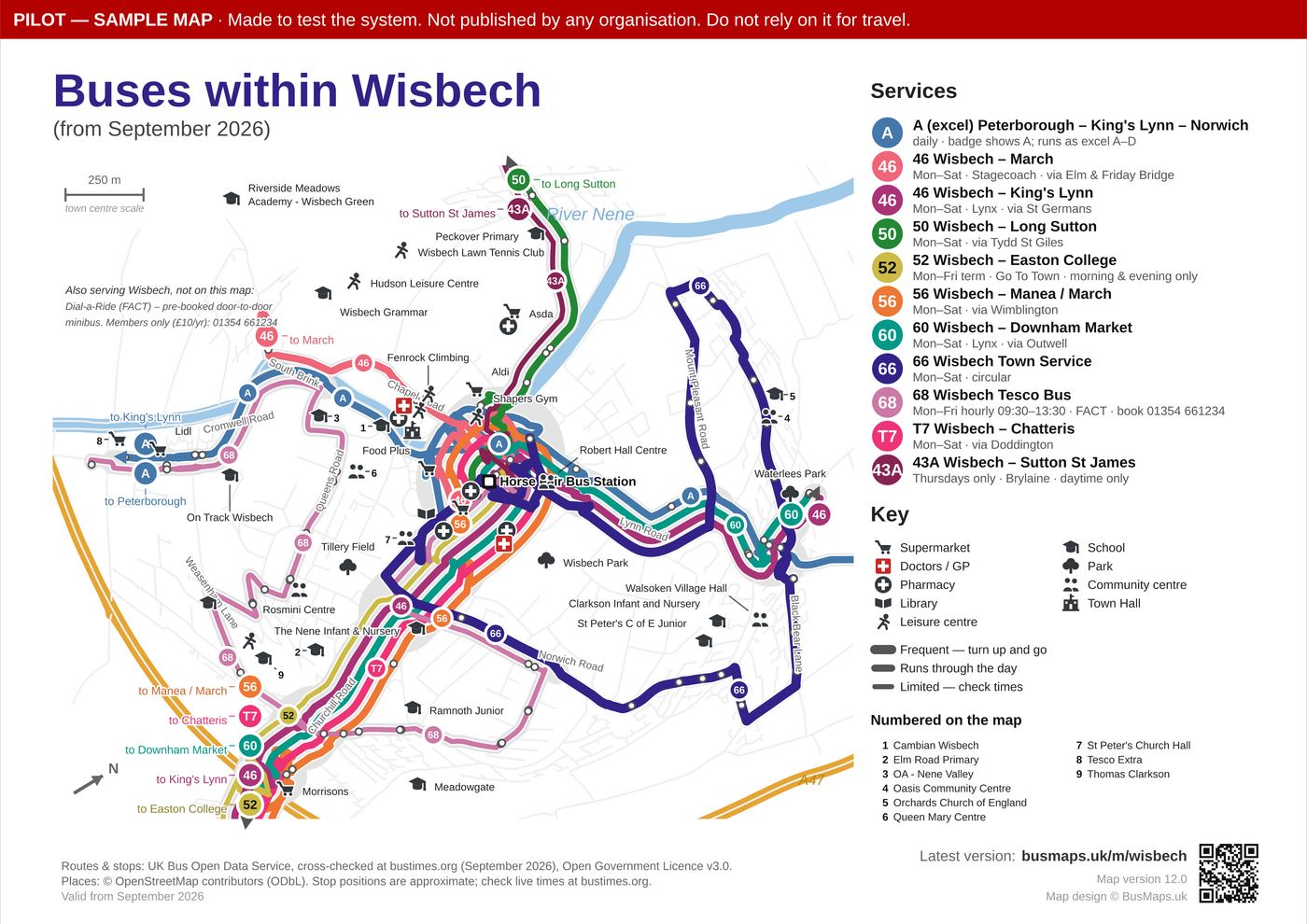 Wisbech bus map